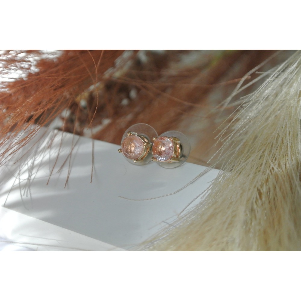 Kate Spade Peach Pink Faceted Stone Gold Tone Stud Earrings OS